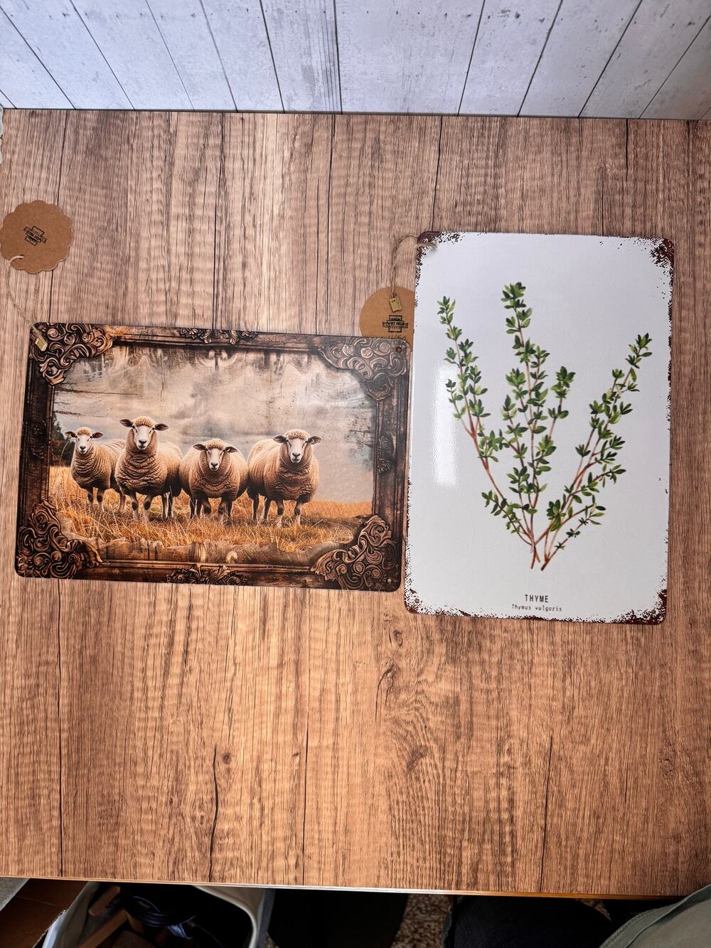 Metal Sign Set of 2 Garden Kitchen Metal Sign Sheep Farm NEW Gift FAST SHIP